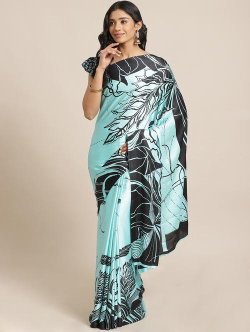 floral printed saree with blouse - 17563014 - Standard Image - 1