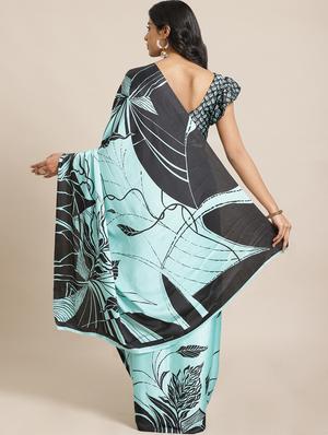 floral printed saree with blouse - 17563014 - Standard Image - 2