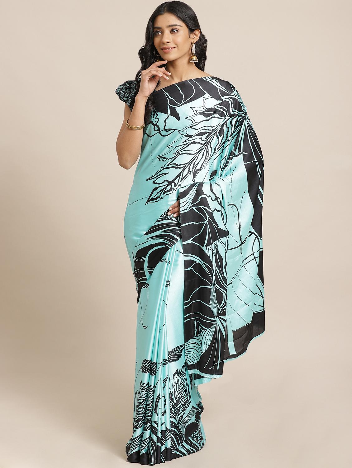 floral printed saree with blouse - 17563014 - Zoom Image - 1
