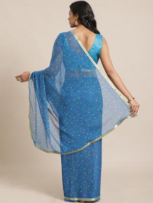bordered printed saree with blouse - 17563019 - Standard Image - 2