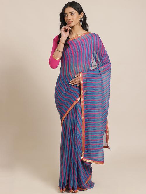 leheriya printed saree with blouse - 17563021 - Standard Image - 1