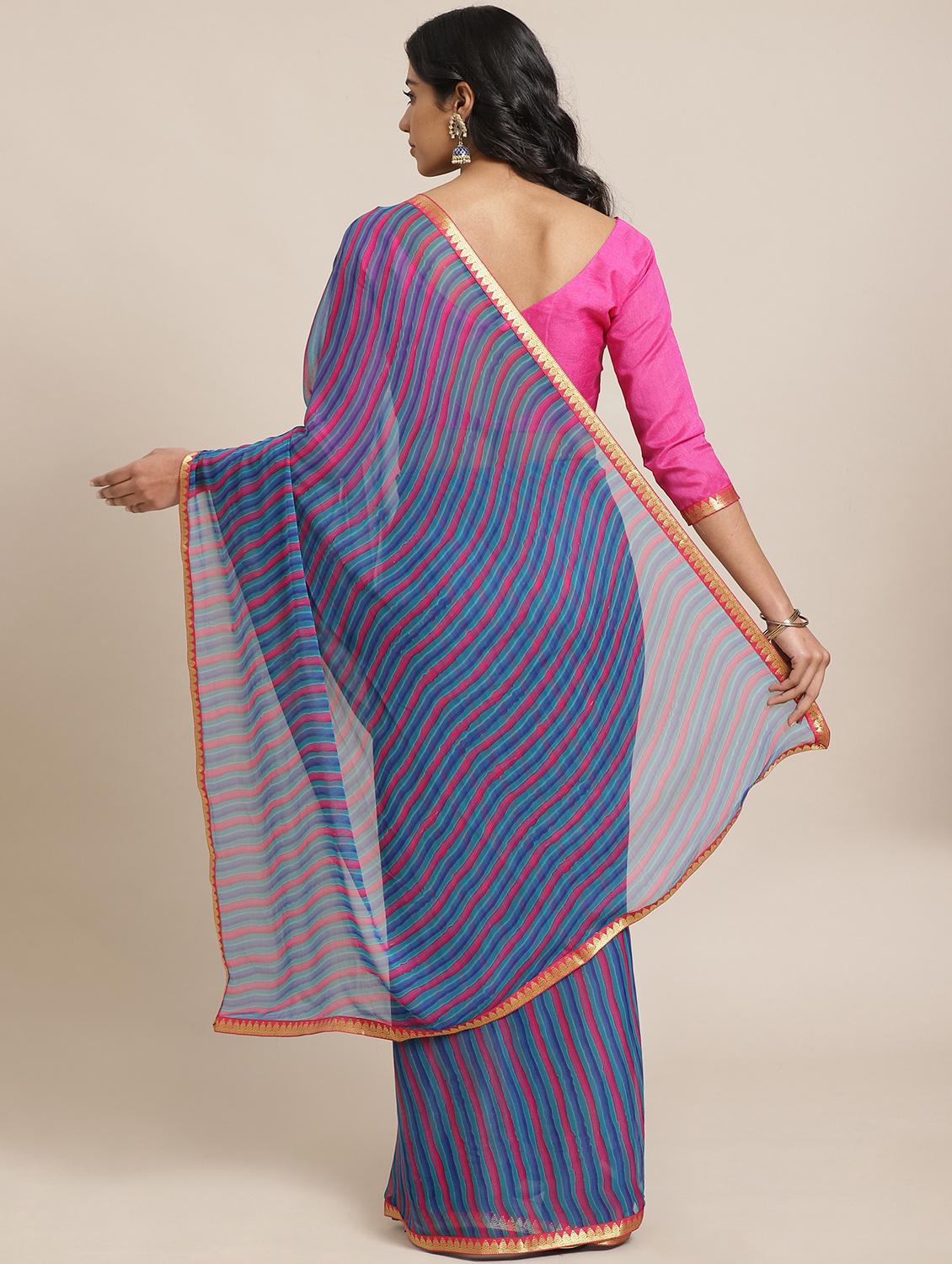 leheriya printed saree with blouse - 17563021 - Zoom Image - 2