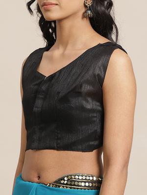 solid bordered saree with blouse - 17563022 - Standard Image - 3