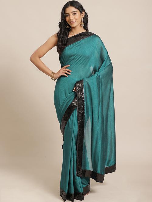 solid bordered saree with blouse - 17563023 - Standard Image - 1