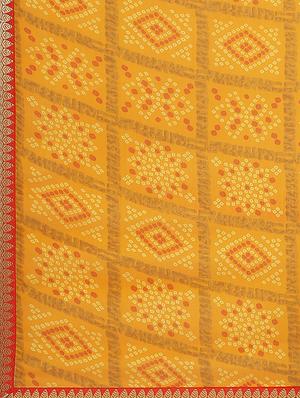 bandhani printed saree with blouse - 17563026 - Standard Image - 4