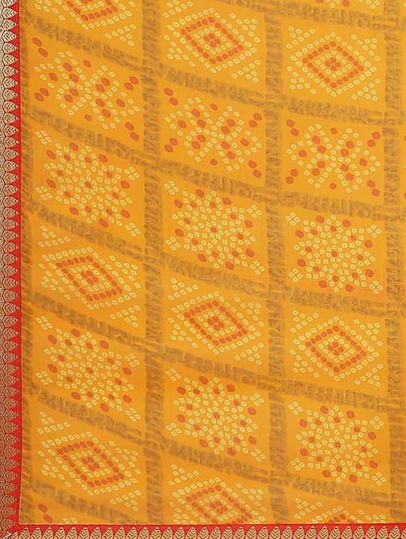 bandhani printed saree with blouse - 17563026 - Zoom Image - 4