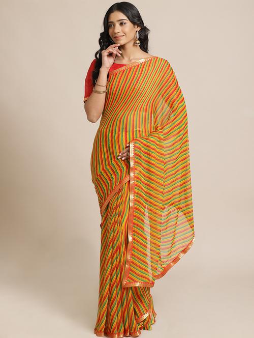 leheriya printed saree with blouse - 17563027 - Standard Image - 1