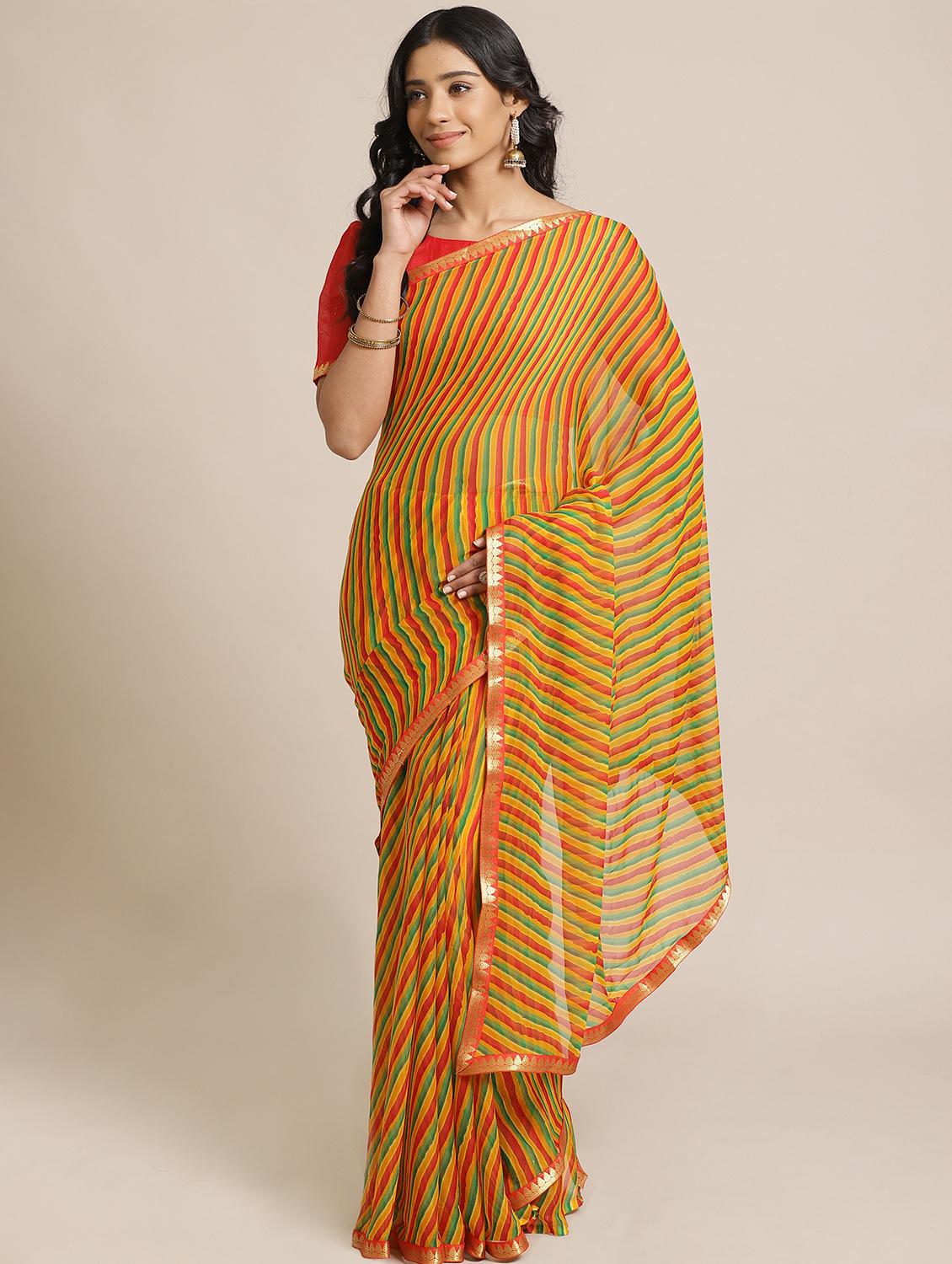 leheriya printed saree with blouse - 17563027 - Zoom Image - 1