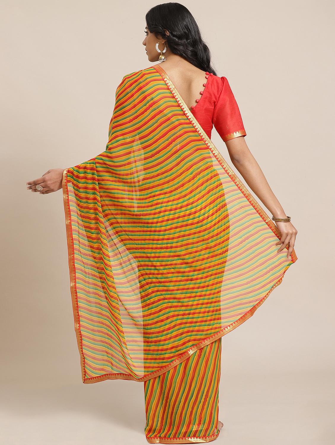 leheriya printed saree with blouse - 17563027 - Zoom Image - 2