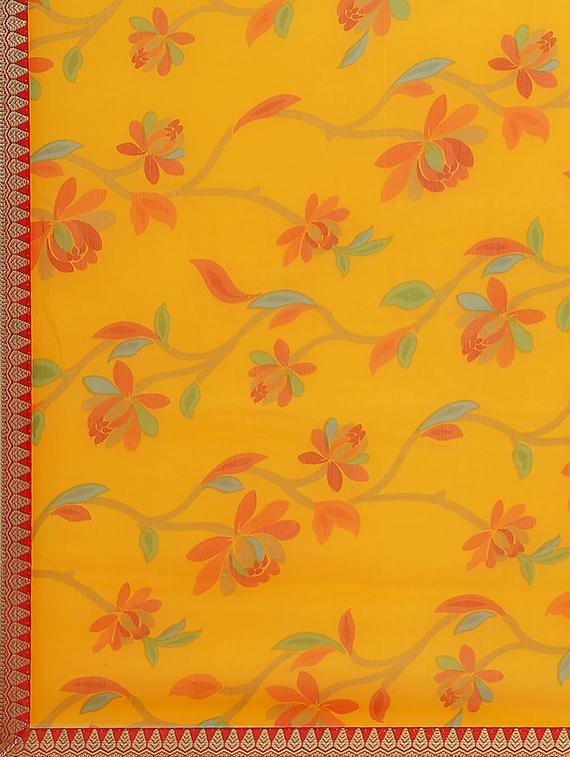 floral printed saree with blouse - 17563028 - Zoom Image - 4