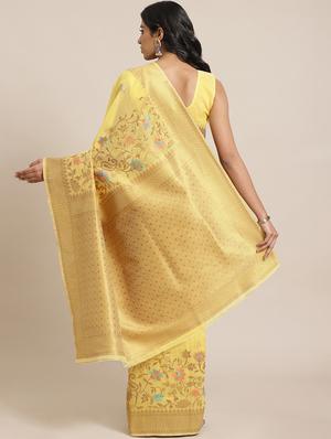 floral woven saree with blouse - 17563029 - Standard Image - 2