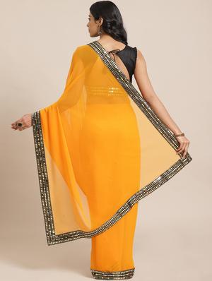 solid bordered saree with blouse - 17563030 - Standard Image - 2
