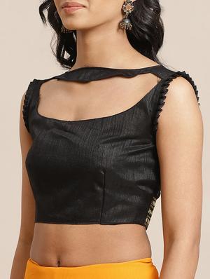 solid bordered saree with blouse - 17563030 - Standard Image - 3