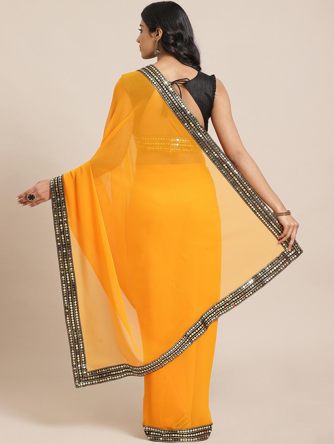 solid bordered saree with blouse - 17563030 - Zoom Image - 2