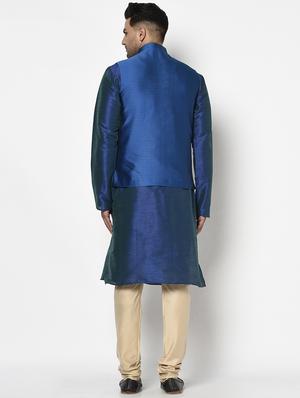 blue self design long kurta - 17563140 - Standard Image - 3