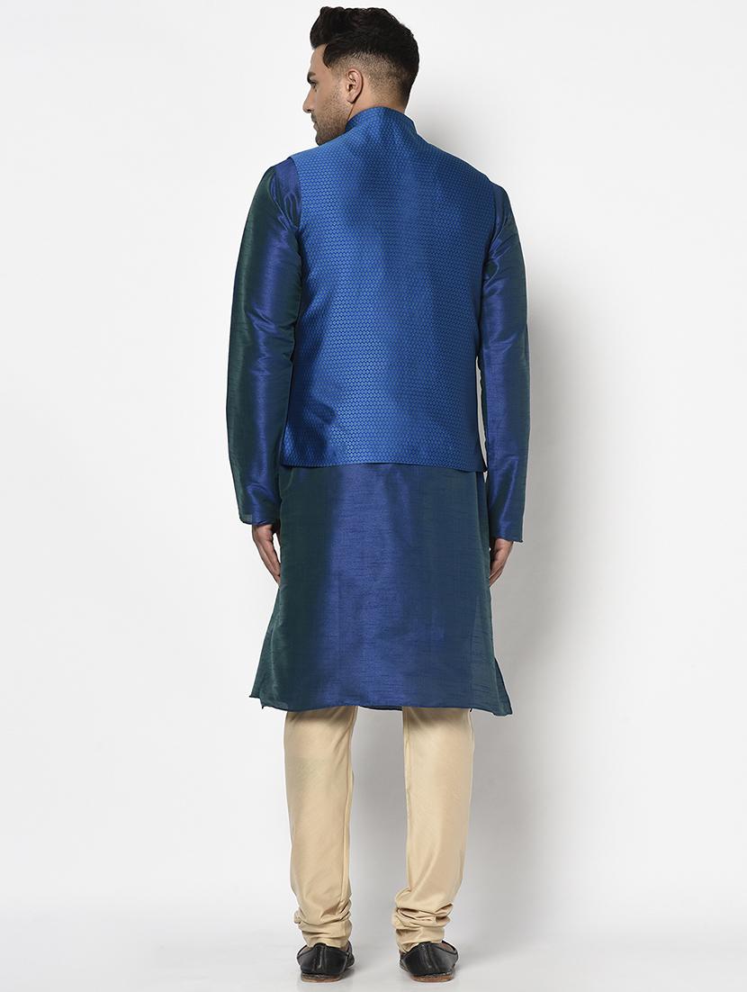 blue self design long kurta - 17563140 - Zoom Image - 3