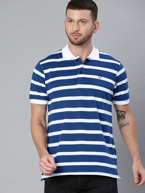 blue striped polo t-shirt - 17563186 - Standard Image - 1