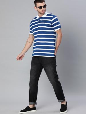 blue striped polo t-shirt - 17563186 - Standard Image - 4