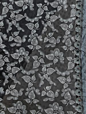 foil print ruffled saree with blouse - 17563194 - Standard Image - 4
