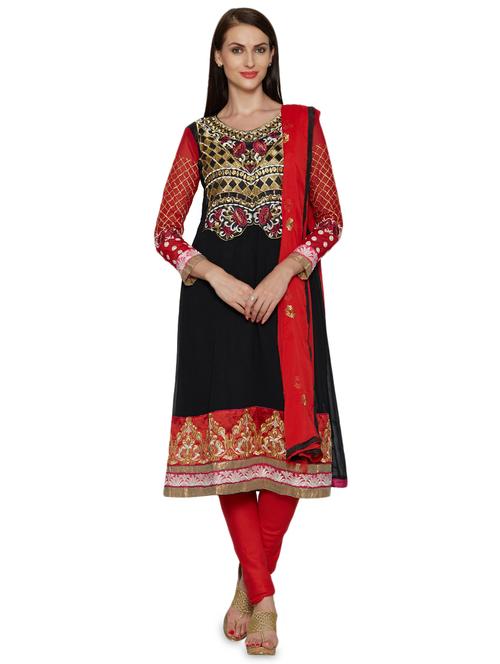 embroidered unstitched churidar suit - 17563199 - Standard Image - 1