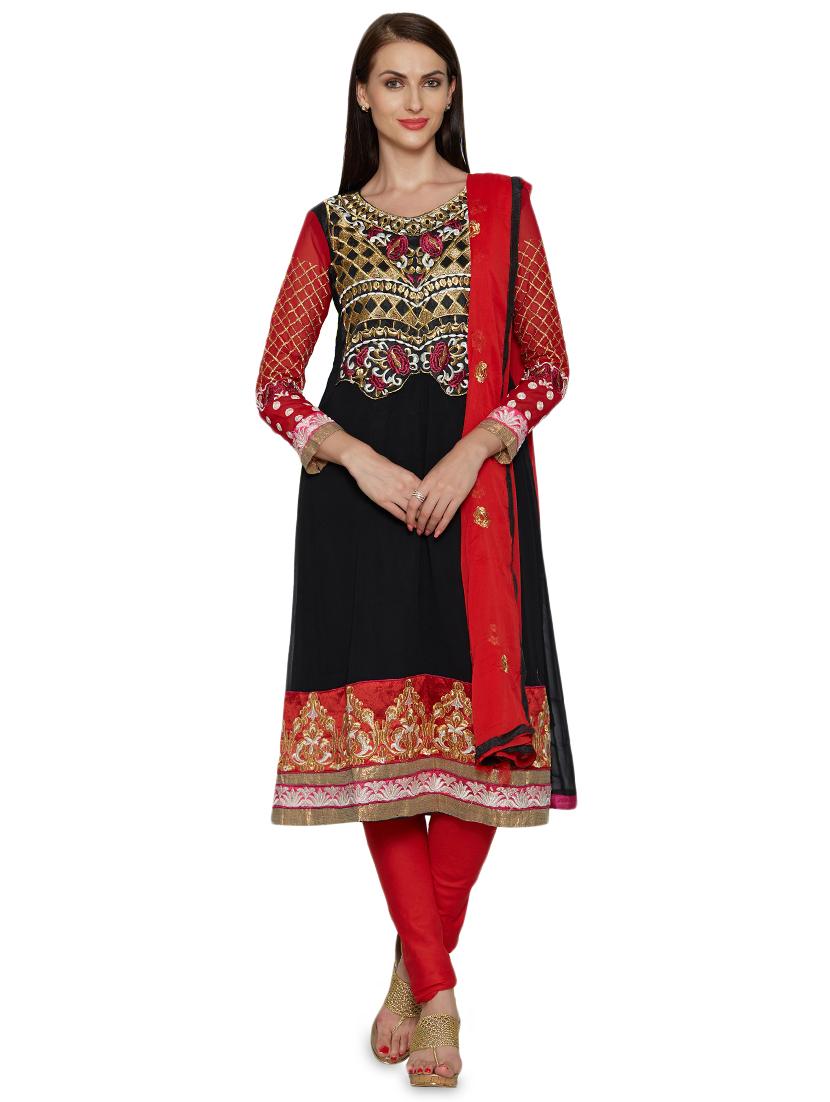 embroidered unstitched churidar suit - 17563199 - Zoom Image - 1