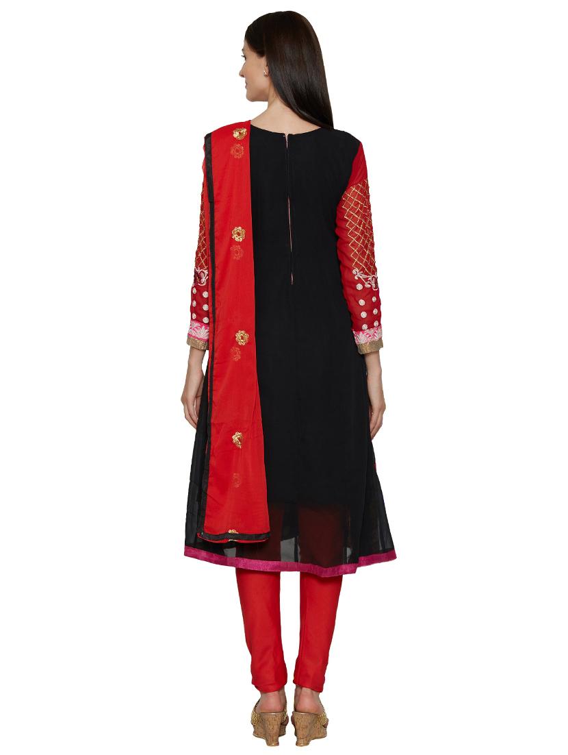 embroidered unstitched churidar suit - 17563199 - Zoom Image - 3