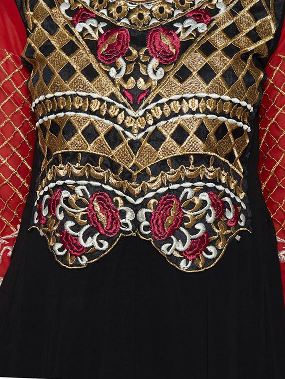 embroidered unstitched churidar suit - 17563199 - Zoom Image - 4