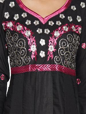 embroidered unstitched churidar suit - 17563200 - Standard Image - 3