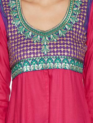 embroidered unstitched churidar suit - 17563201 - Standard Image - 4
