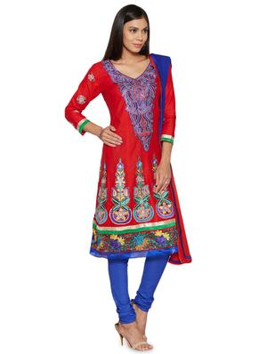 embroidered unstitched churidar suit - 17563202 - Standard Image - 2
