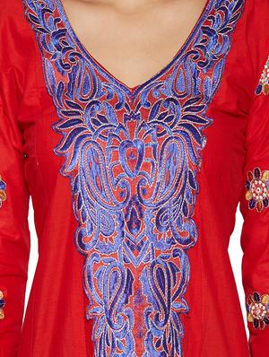 embroidered unstitched churidar suit - 17563202 - Standard Image - 4