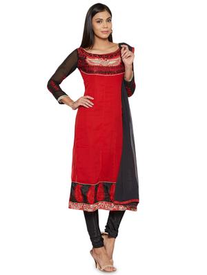 embroidered unstitched churidar suit - 17563203 - Standard Image - 2