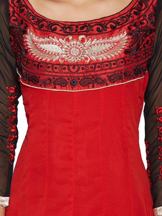 embroidered unstitched churidar suit - 17563203 - Zoom Image - 4