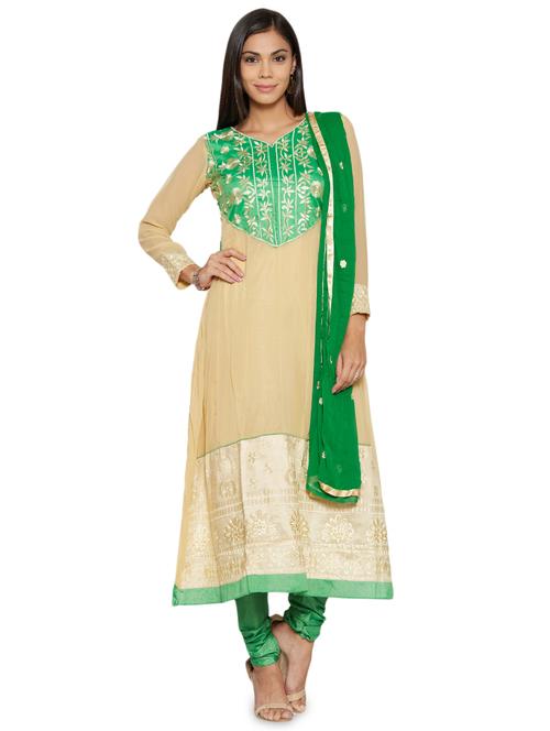 embroidered unstitched churidar suit - 17563204 - Standard Image - 1