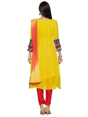 embroidered unstitched churidar suit - 17563205 - Standard Image - 3