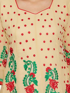 embroidered unstitched churidar suit - 17563206 - Standard Image - 4