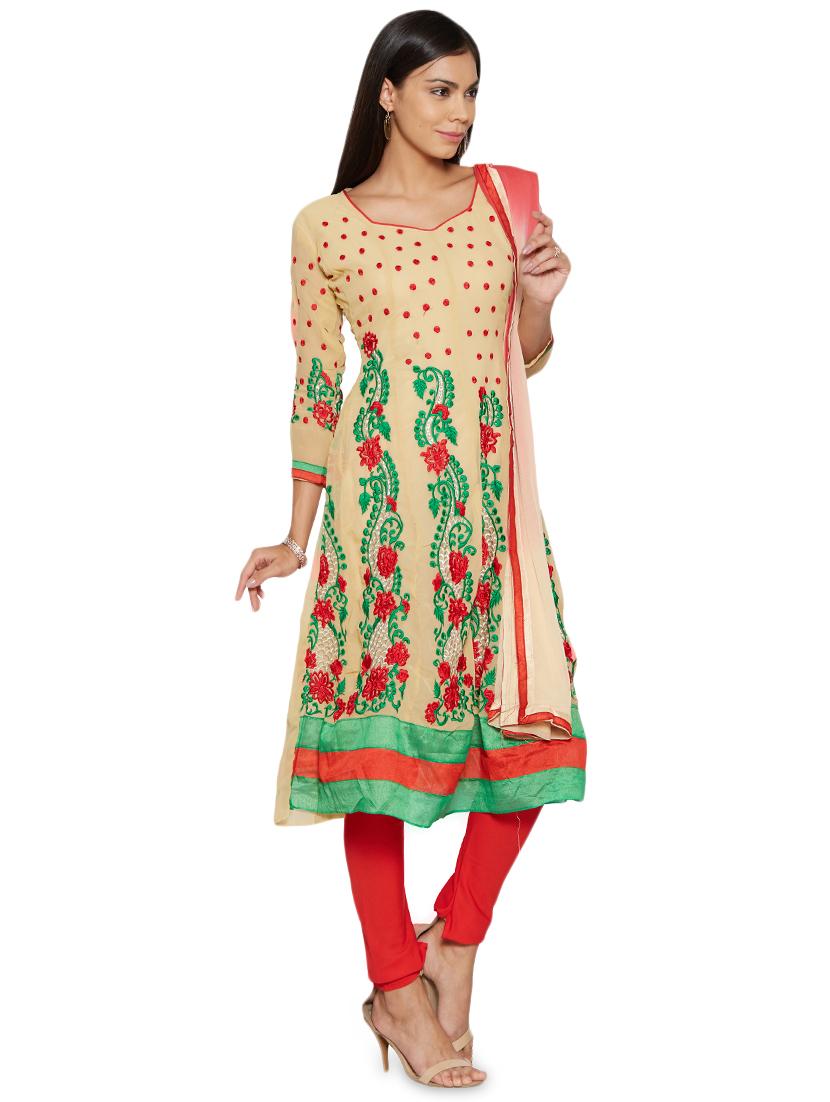 embroidered unstitched churidar suit - 17563206 - Zoom Image - 2