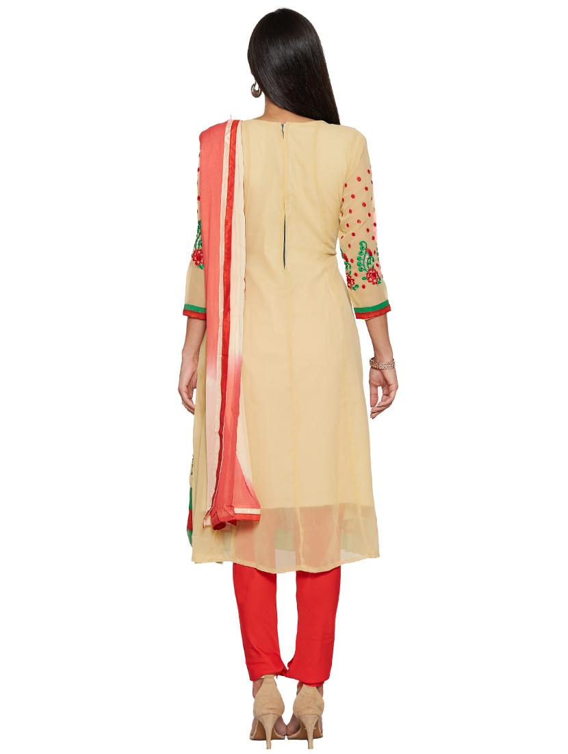 embroidered unstitched churidar suit - 17563206 - Zoom Image - 3