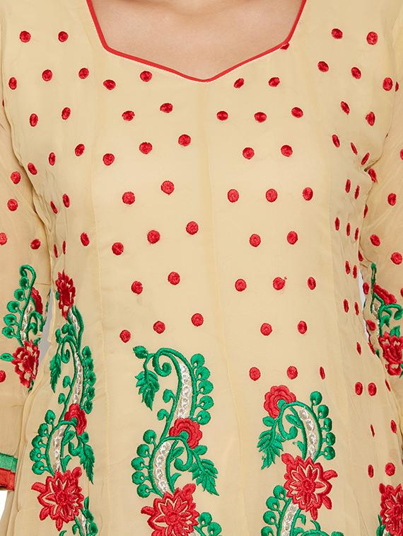 embroidered unstitched churidar suit - 17563206 - Zoom Image - 4
