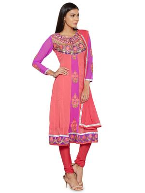 embroidered unstitched churidar suit - 17563207 - Standard Image - 2