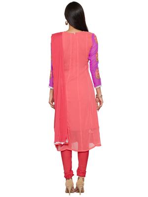 embroidered unstitched churidar suit - 17563207 - Standard Image - 3