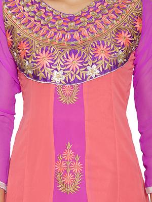 embroidered unstitched churidar suit - 17563207 - Standard Image - 4