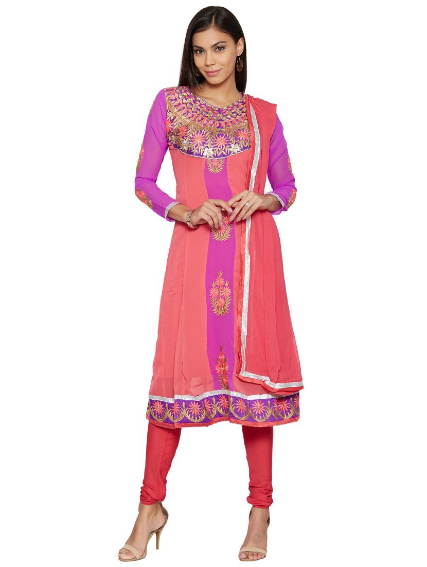 embroidered unstitched churidar suit - 17563207 - Zoom Image - 1