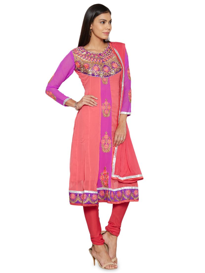 embroidered unstitched churidar suit - 17563207 - Zoom Image - 2
