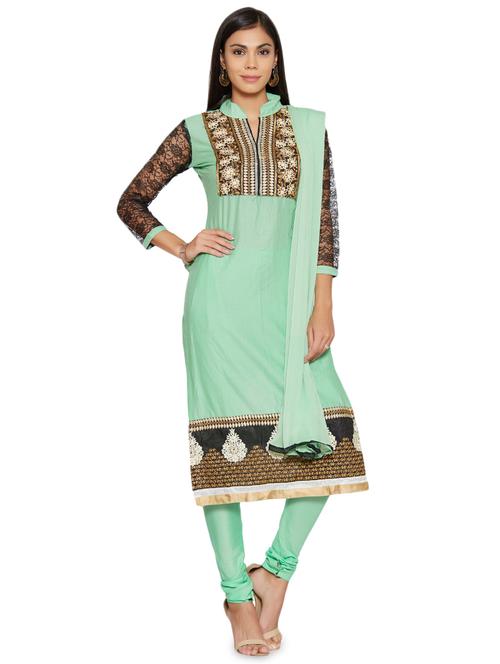 embroidered unstitched churidar suit - 17563208 - Standard Image - 1