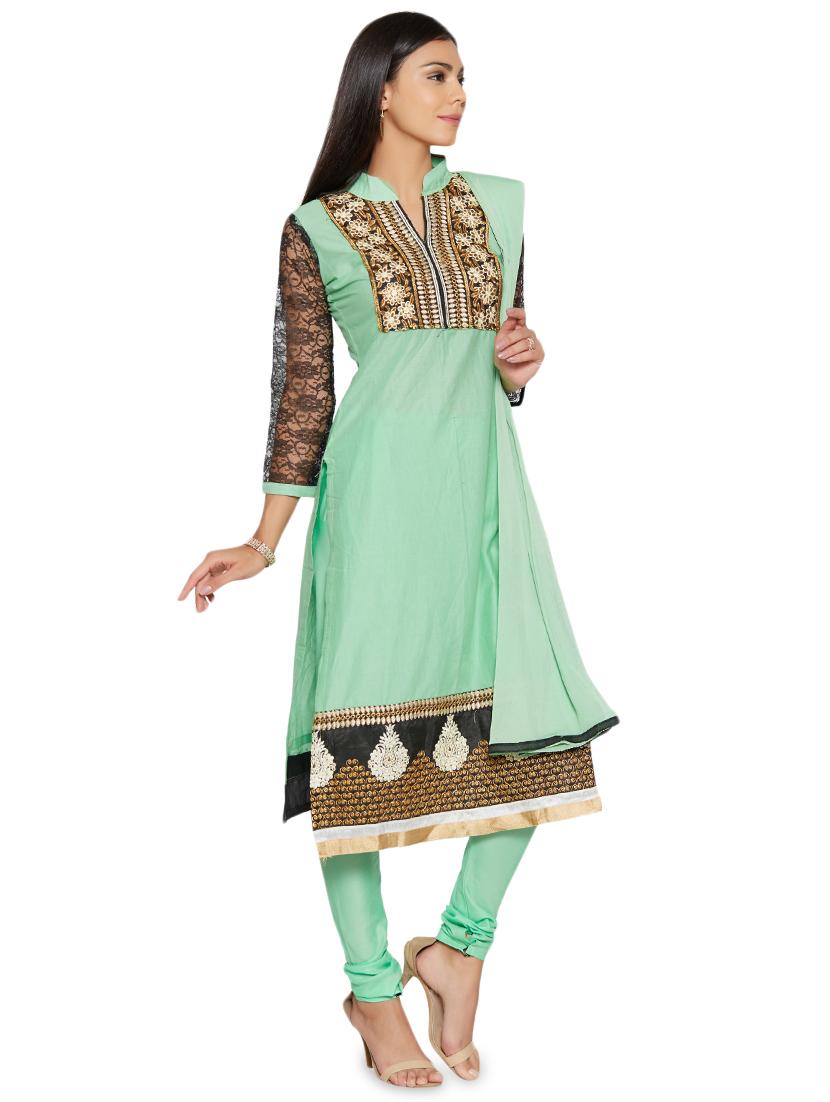 embroidered unstitched churidar suit - 17563208 - Zoom Image - 2
