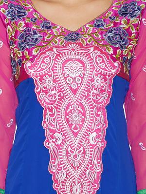 embroidered unstitched churidar suit - 17563209 - Standard Image - 4