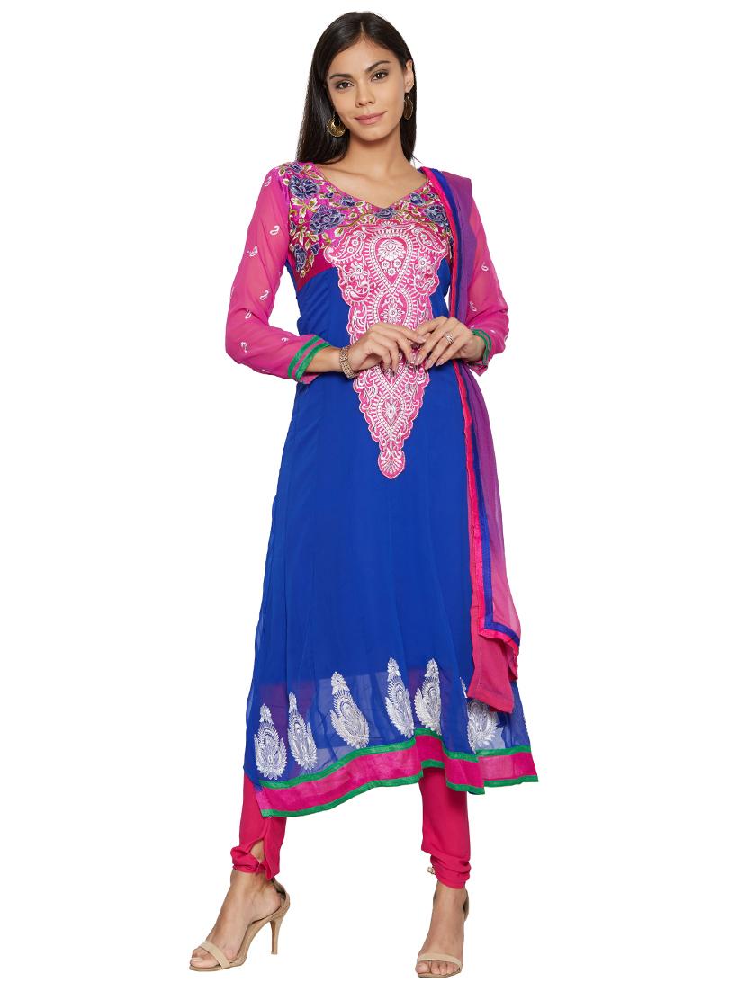 embroidered unstitched churidar suit - 17563209 - Zoom Image - 1