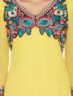 embroidered unstitched churidar suit - 17563210 - Standard Image - 4
