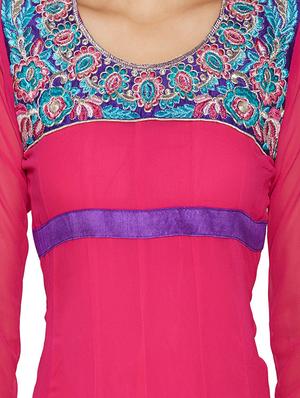 embroidered unstitched churidar suit - 17563211 - Standard Image - 4